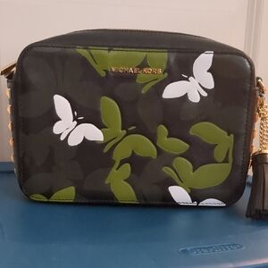 Michael Kors Black and Green Crossbody Bag